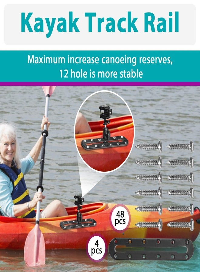 Joworthy 4 Pcs Kayak Track Rail - Low Profile Kayak Rails & Accessories Gear Track Mount for Paddle Holders - Kayak Rail Track & Mount Accessories, Fish Finder, Cup Holder, Anchor Cleats ( 9.25 in, 12 Holes ) - Image 2