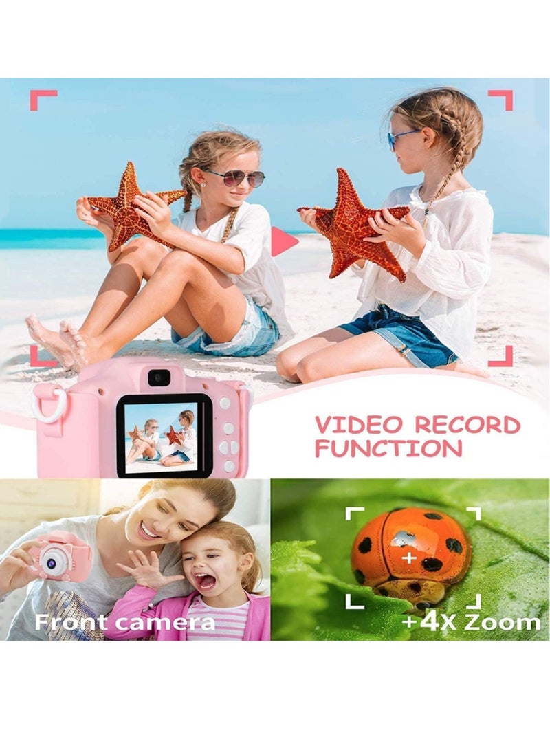 كاميرا سيلفي للأطفال، هدايا عيد الميلاد أو عيد الميلاد للفتيات من 3-9 سنوات، كاميرات فيديو رقمية بدقة 20 ميجابكسل 1080 بكسل، لعبة محمولة للفتيات من 3 إلى 9 سنوات مع بطاقة SD سعة 32 جيجابايت - وردي - Image 4