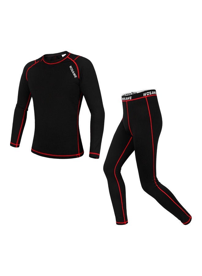 NIBEMINENT Men Long Sleeve Thermal Fleece Lined Compression Underwear Set Bicycle Jersey Base Layer Shirt and Pants Leggings for Cycling Running Jogging XXL 35*5*25cm  - Image 3