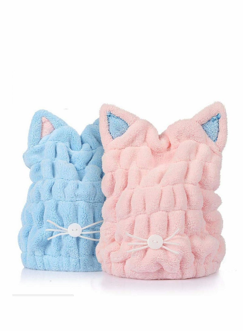 SOLARAE 2 Pcs Microfiber Bath Towel Kids hair towel Hat Hair Original Hair Towel Ultra Absorbent Fast Drying Microfiber Towel - Image 1