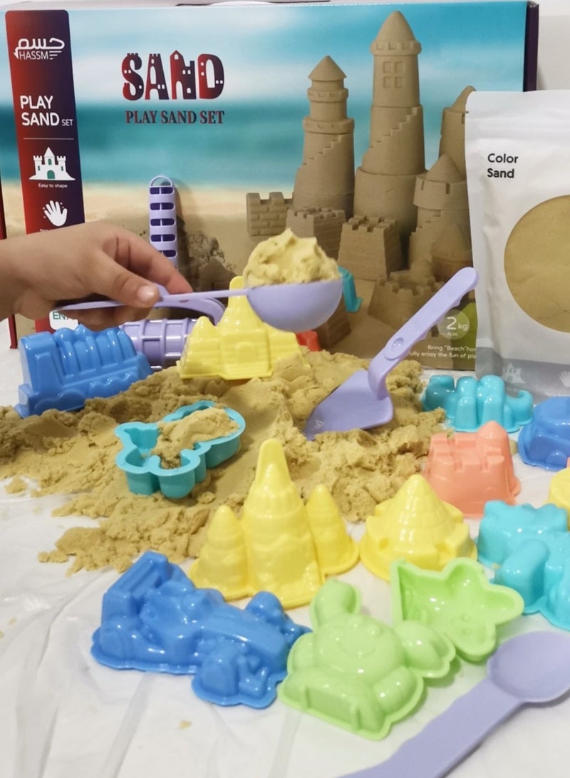 HASSM Magic Sand for Kids, Self-Adhesive, Moldable, Never Drys Out - Fun for Kids to Refill Sensory Sandbox Toys, Perfect for Shaping, Squeezing, Scooping, Rolling, and Molding - Image 1