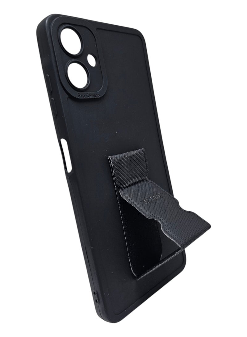 REWO Silicone Back Cover With Holder For Samsung Galaxy A06 - Black - Image 3