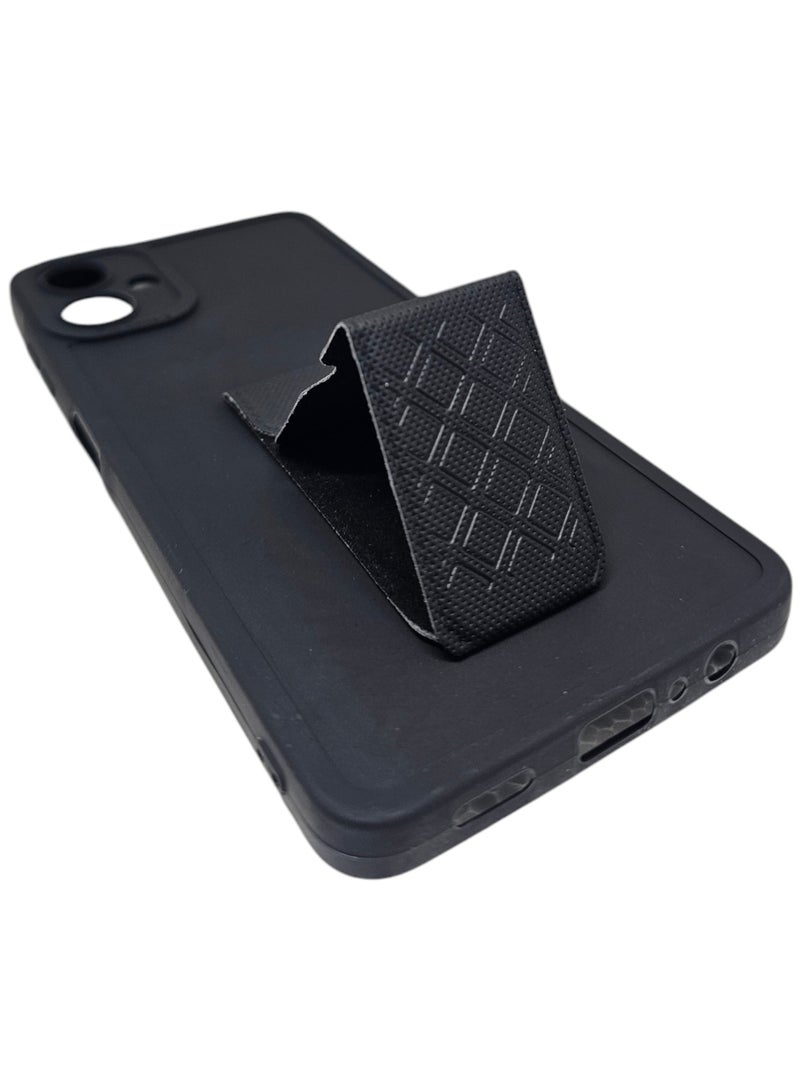 REWO Silicone Back Cover With Holder For Samsung Galaxy A06 - Black - Image 4