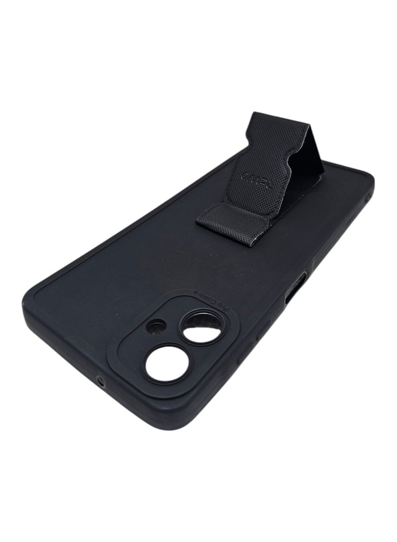 REWO Silicone Back Cover With Holder For Samsung Galaxy A06 - Black - Image 5