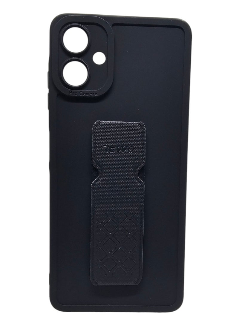 REWO Silicone Back Cover With Holder For Samsung Galaxy A06 - Black - Image 1