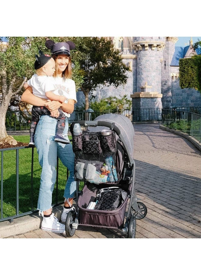 جي إل تشيلدريس منظم عربة الأطفال من ديزني بيبي من جيه إل تشايلدريس مع حاملات أكواب وحجرة تخزين شبكية - ضروريات السفر من ديزني وورلد - ملحق عربة أطفال عالمي مع حقيبة تخزين كبيرة جدًا - ميكي ماوس أسود - Image 4