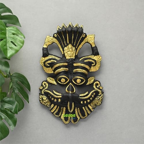Gellon Kirtimukh In Matte Black Finish With Golden Latkan For Home Door In Metal, Kirtimukha Wall Hanging For Home Decor, Nazar Battu For Door Entrance (Kirtimukha Without Latkan) - Image 2