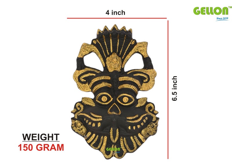 Gellon Kirtimukh In Matte Black Finish With Golden Latkan For Home Door In Metal, Kirtimukha Wall Hanging For Home Decor, Nazar Battu For Door Entrance (Kirtimukha Without Latkan) - Image 3