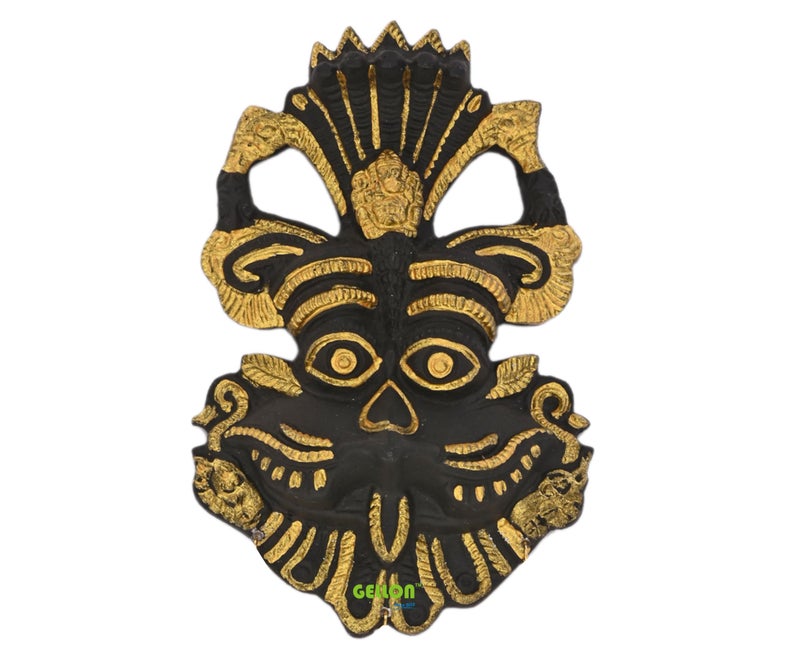 Gellon Kirtimukh In Matte Black Finish With Golden Latkan For Home Door In Metal, Kirtimukha Wall Hanging For Home Decor, Nazar Battu For Door Entrance (Kirtimukha Without Latkan) - Image 4