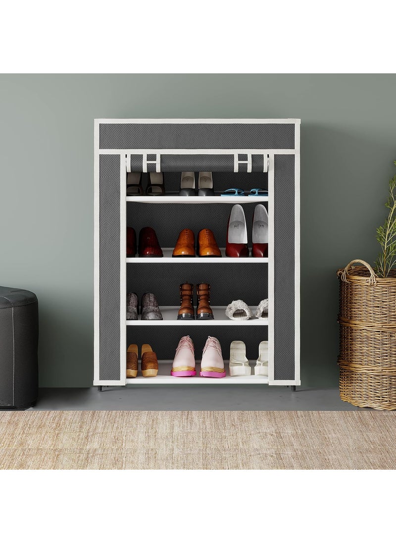 Whitecloud TRANSFORMING HOMES Whitecloud TRANSFORMING HOMES Shoe Cabinet Rack Light Weight Foldable Shelves Storage Organizer for Home Grey 4 Layer  - Image 1