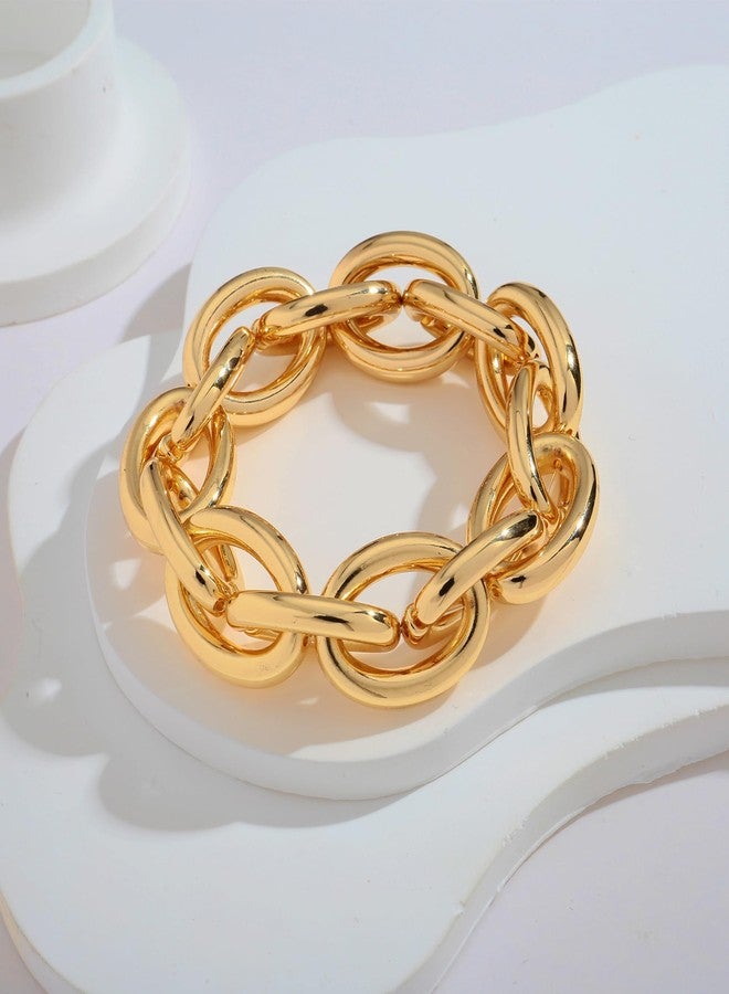 WOWORAMA Chunky Link Bracelet for Women Elastic Stretch Link Chain Bracelets Thick Chunky Chain Bracelet Adjustable Bold Statement Bracelets - Image 3