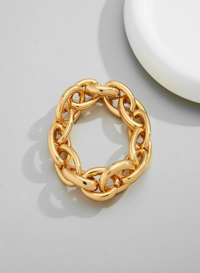 WOWORAMA Chunky Link Bracelet for Women Elastic Stretch Link Chain Bracelets Thick Chunky Chain Bracelet Adjustable Bold Statement Bracelets - Image 2
