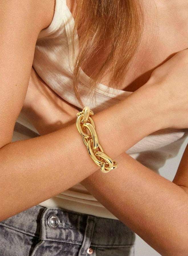 WOWORAMA Chunky Link Bracelet for Women Elastic Stretch Link Chain Bracelets Thick Chunky Chain Bracelet Adjustable Bold Statement Bracelets - Image 5