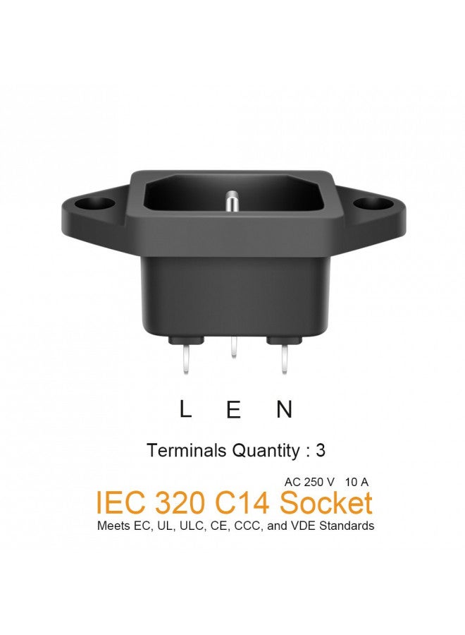 MXR 10 Pack AC 250V 10A IEC 320 C14 Panel Mount Plug Adapter Power Connector Socket Black Screw Mount 3 Pins Inlet Power Plug Socket by MXR - Image 4