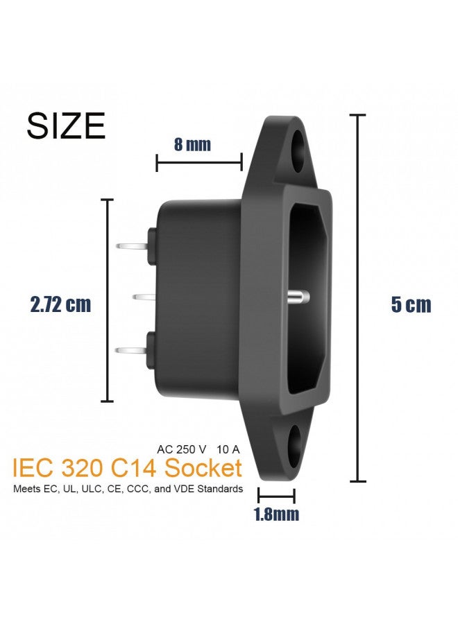 MXR 10 Pack AC 250V 10A IEC 320 C14 Panel Mount Plug Adapter Power Connector Socket Black Screw Mount 3 Pins Inlet Power Plug Socket by MXR - Image 2