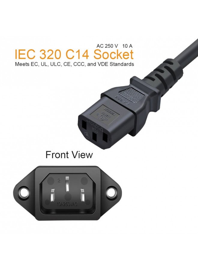 MXR 10 Pack AC 250V 10A IEC 320 C14 Panel Mount Plug Adapter Power Connector Socket Black Screw Mount 3 Pins Inlet Power Plug Socket by MXR - Image 1