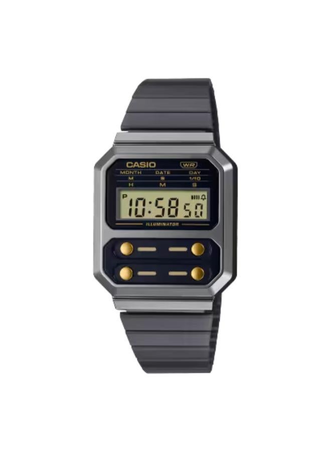 CASIO Men's Stainless Steel Digital Watch A100WEGG-1A2DF - 32.7 mm - Image 1
