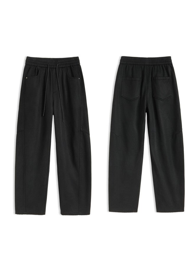 Fapai Lyocell & Cotton] Winter Fashion Wide-leg Casual Pants Loose Denim-inspired Trendy Straight-leg Scimitar Pants - Image 3