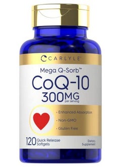 CARLYLE Coq10 300Mg | 120 Softgels | Mega Qsorb Coenzyme Q10 | With Black Pepper Extract | Nongmo Gluten Free | By  - Image 1