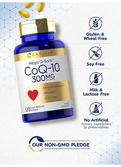 CARLYLE Coq10 300Mg | 120 Softgels | Mega Qsorb Coenzyme Q10 | With Black Pepper Extract | Nongmo Gluten Free | By  - Image 4