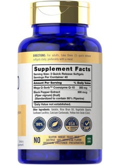 CARLYLE Coq10 300Mg | 120 Softgels | Mega Qsorb Coenzyme Q10 | With Black Pepper Extract | Nongmo Gluten Free | By  - Image 3