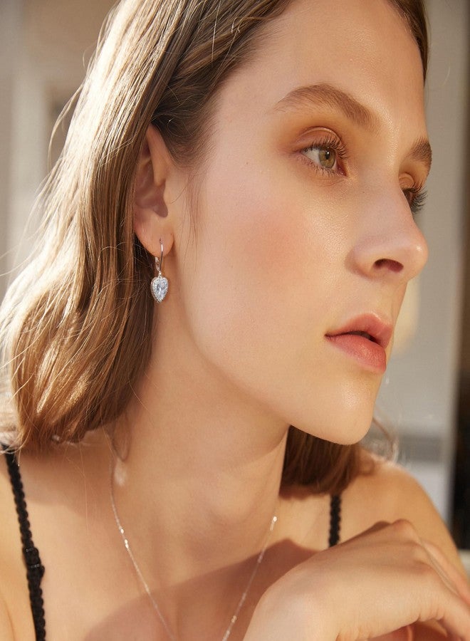 أليكس كرافت أقراط متدلية على شكل قلب من الفضة الإسترليني عيار 925، أقراط متدلية من ALEXCRAFT للنساء العصريات، أقراط بمشبك خلفي مرصعة بقلوب من الزركونيا المكعبة، مضادة للحساسية، هدية مثالية لعيد الحب - Image 5