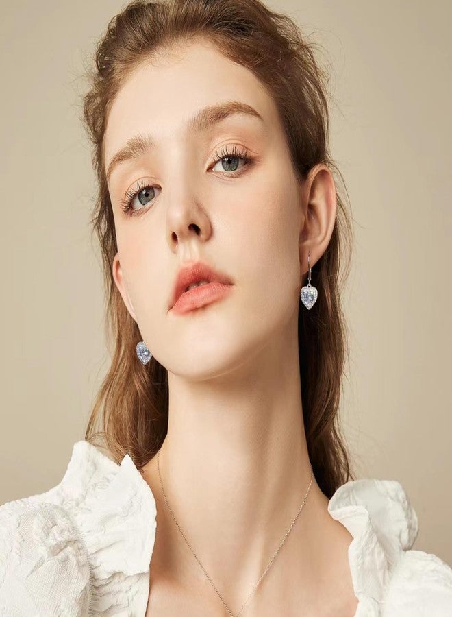 أليكس كرافت أقراط متدلية على شكل قلب من الفضة الإسترليني عيار 925، أقراط متدلية من ALEXCRAFT للنساء العصريات، أقراط بمشبك خلفي مرصعة بقلوب من الزركونيا المكعبة، مضادة للحساسية، هدية مثالية لعيد الحب - Image 4