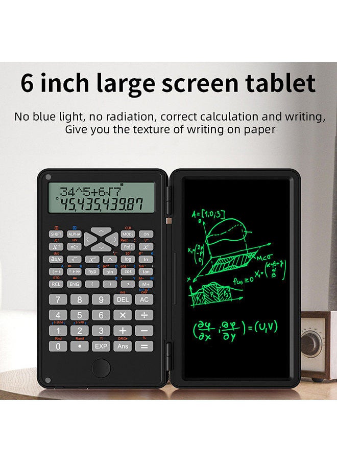 Generic - Scientific Calculator with Erasable Writing Board 240 Functions 2 Line LCD Display Foldable Financial Math Calculator School Supplies for Middle High School College Students Black - Image 1
