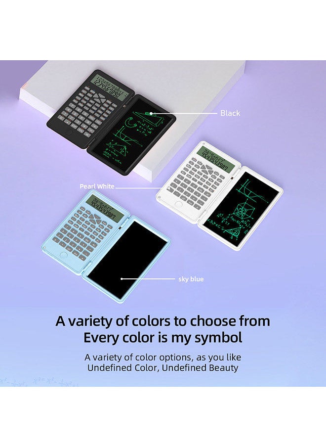 Generic - Scientific Calculator with Erasable Writing Board 240 Functions 2 Line LCD Display Foldable Financial Math Calculator School Supplies for Middle High School College Students Black - Image 1