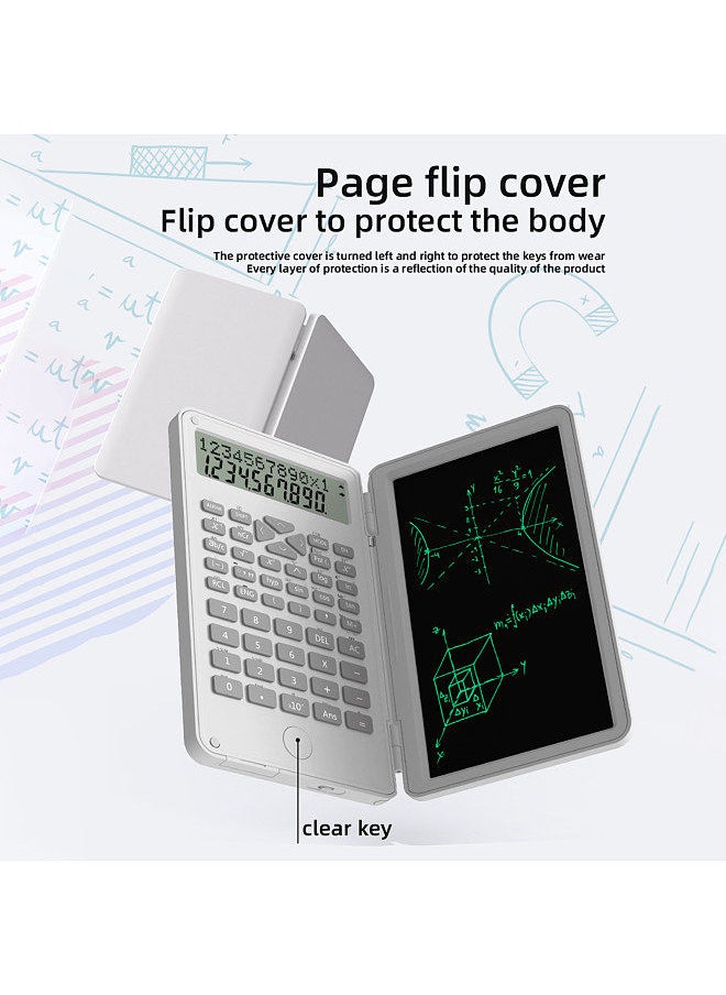 Generic - Scientific Calculator with Erasable Writing Board 240 Functions 2 Line LCD Display Foldable Financial Math Calculator School Supplies for Middle High School College Students Black - Image 1