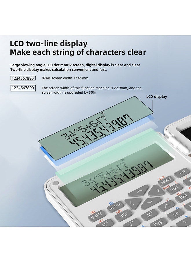 Generic - Scientific Calculator with Erasable Writing Board 240 Functions 2 Line LCD Display Foldable Financial Math Calculator School Supplies for Middle High School College Students Black - Image 1