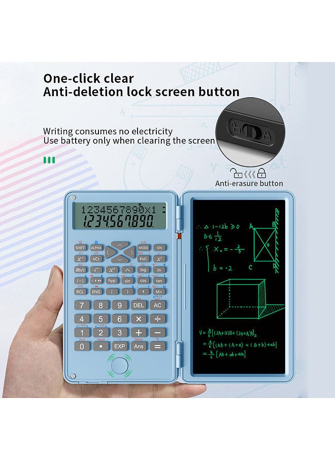 Generic - Scientific Calculator with Erasable Writing Board 240 Functions 2 Line LCD Display Foldable Financial Math Calculator School Supplies for Middle High School College Students Black - Image 1