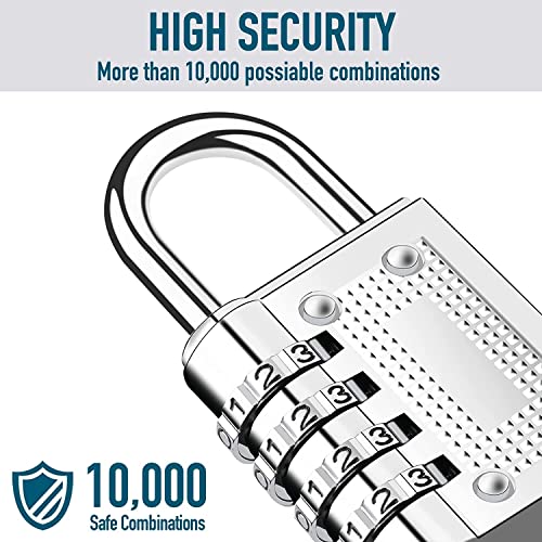 PUTHAK UNEQUETREND PUTHAK Combination Resettable Padlock - 4 Digit Combination Lock for Gym, Sports, School, Employee Locker, Outdoor, Fence, Hasp and Storage (1P, Silver) - Image 3