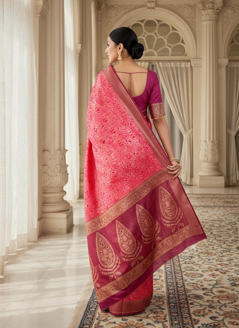 Glory Sarees Women’s Pure Soft Silk Kanjivaram Saree Banarasi Style With Blouse Piece (STARLOOK105_Pink) - Image 5