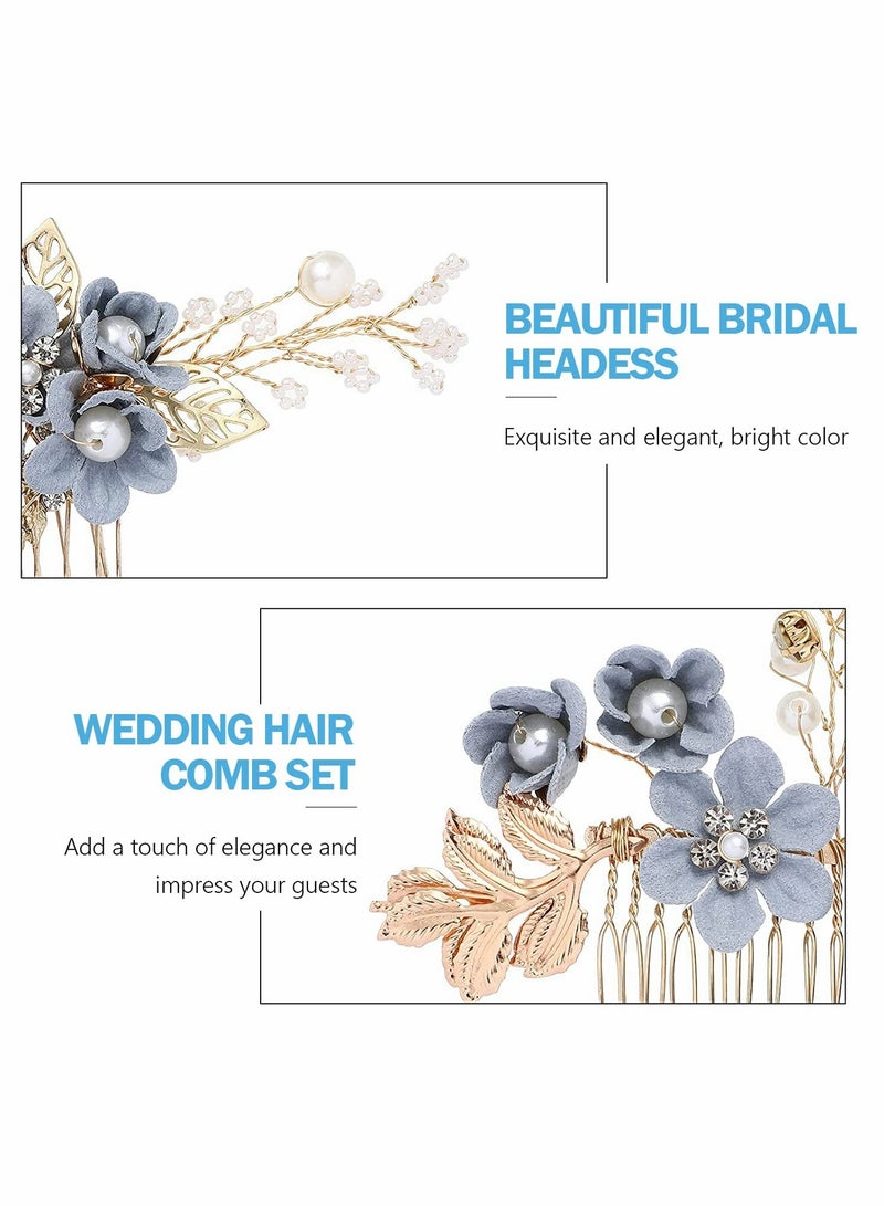 KASTWAVE Wedding Hair Comb, 4 Pcs Bridal Wedding Handmade Floral Hair Comb Set Wedding Accessories Floral Bridal Headpiece Hair Clips for Bride Bridesmaid - Image 2