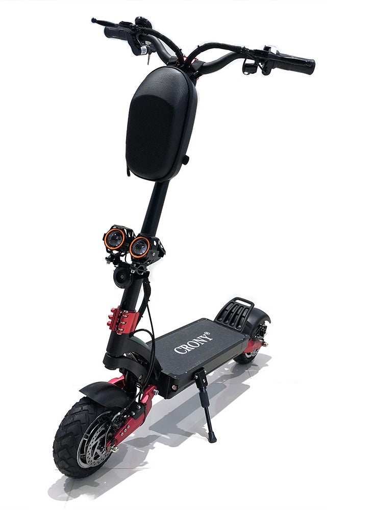 Crony DK-30 Dual 1500W Motor E-Scooter for Adults, 52V/20AH 45-80KM Range 10''Off-Road, Heavy Duty Foldable All-Terrain Commuter Scooter with Dual Suspension, Disc Brakes, Aluminum Frame Electric Scooter, LED Headlights, Base Lights, Mobile Phone Holder, Front Bag, Brushless Motorized Portable E-SkateBoard, Capable of 90KM Travel Performance, 120 kg High Capacity Electric Ebike for Heavy Riders - Image 1