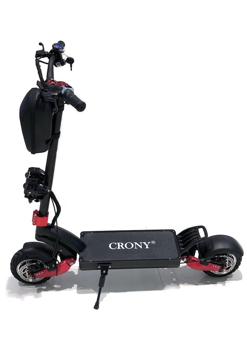Crony DK-30 Dual 1500W Motor E-Scooter for Adults, 52V/20AH 45-80KM Range 10''Off-Road, Heavy Duty Foldable All-Terrain Commuter Scooter with Dual Suspension, Disc Brakes, Aluminum Frame Electric Scooter, LED Headlights, Base Lights, Mobile Phone Holder, Front Bag, Brushless Motorized Portable E-SkateBoard, Capable of 90KM Travel Performance, 120 kg High Capacity Electric Ebike for Heavy Riders - Image 2