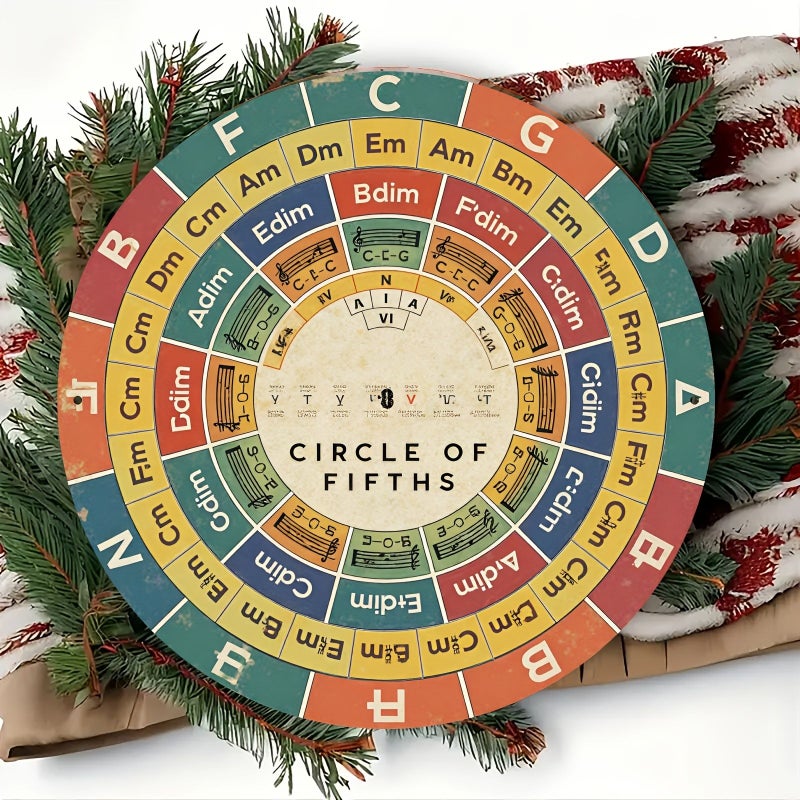 8 Inch Aluminum Circle Of Fifths Chart Music Theory Teaching Sign Gift - Image 3