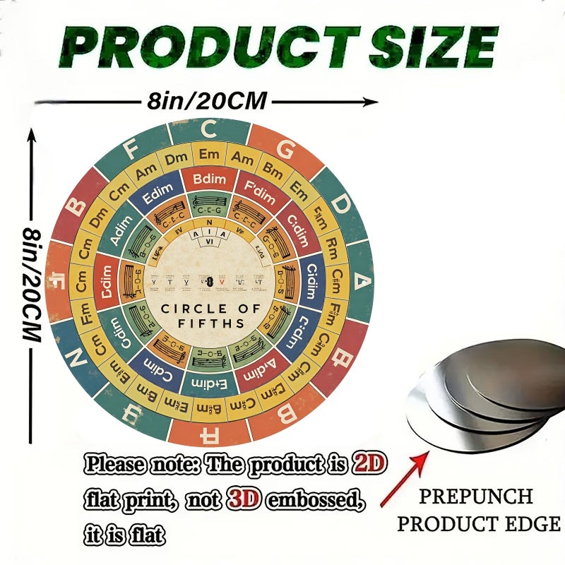 8 Inch Aluminum Circle Of Fifths Chart Music Theory Teaching Sign Gift - Image 2