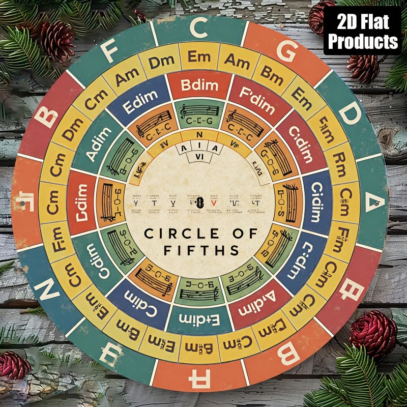 8 Inch Aluminum Circle Of Fifths Chart Music Theory Teaching Sign Gift - Image 5