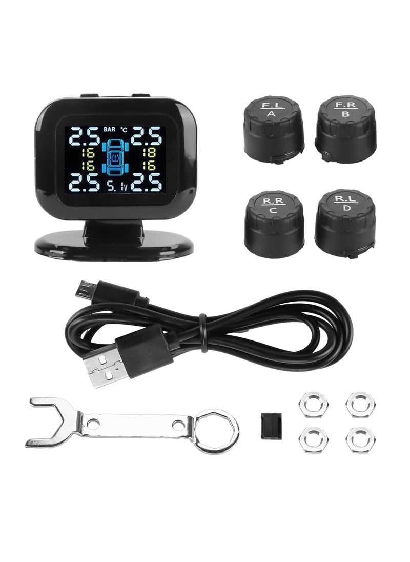 SYOSI Tire Pressure Monitoring System, TPMS USB Charger Monitor with 4 Sensors & 5 Alarm Modes, Colorful LCD Display, Real-time Monitoring Pressure and Temperature, Easy to Install, Ideal for RV SUV MPV  - Image 1