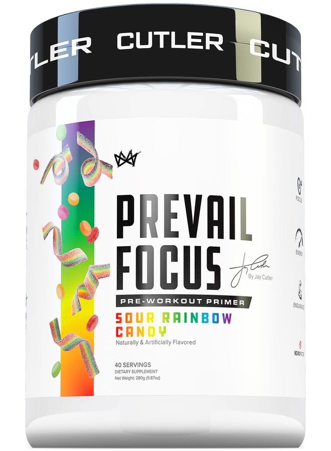 Cutler Nutrition Prevail Pre Workout Powder with Nootropics: Pre-Workout Drink for Men and Women, Cutting Edge Energy and Focus Supplement with L Citrulline, Alpha GPC, L Tyrosine | Sour Rainbow Candy, 40 Scoops - Image 1