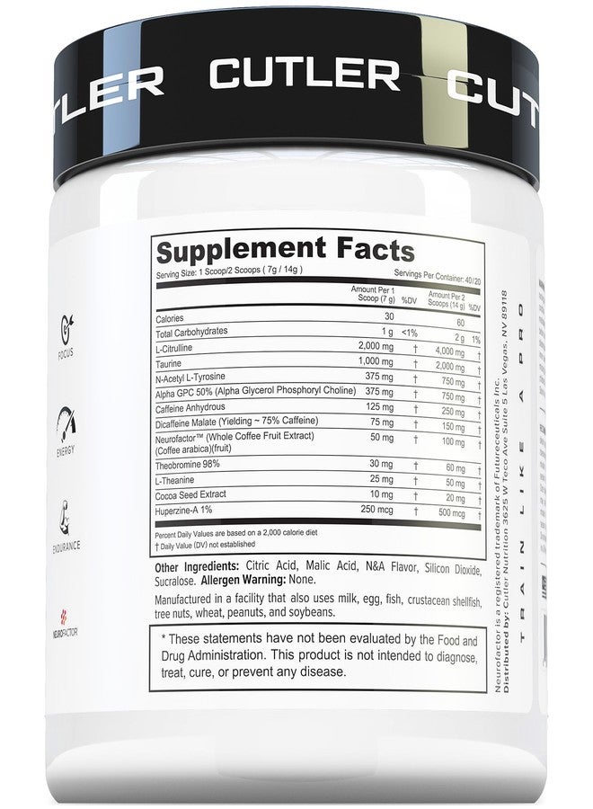 Cutler Nutrition Prevail Pre Workout Powder with Nootropics: Pre-Workout Drink for Men and Women, Cutting Edge Energy and Focus Supplement with L Citrulline, Alpha GPC, L Tyrosine | Sour Rainbow Candy, 40 Scoops - Image 2