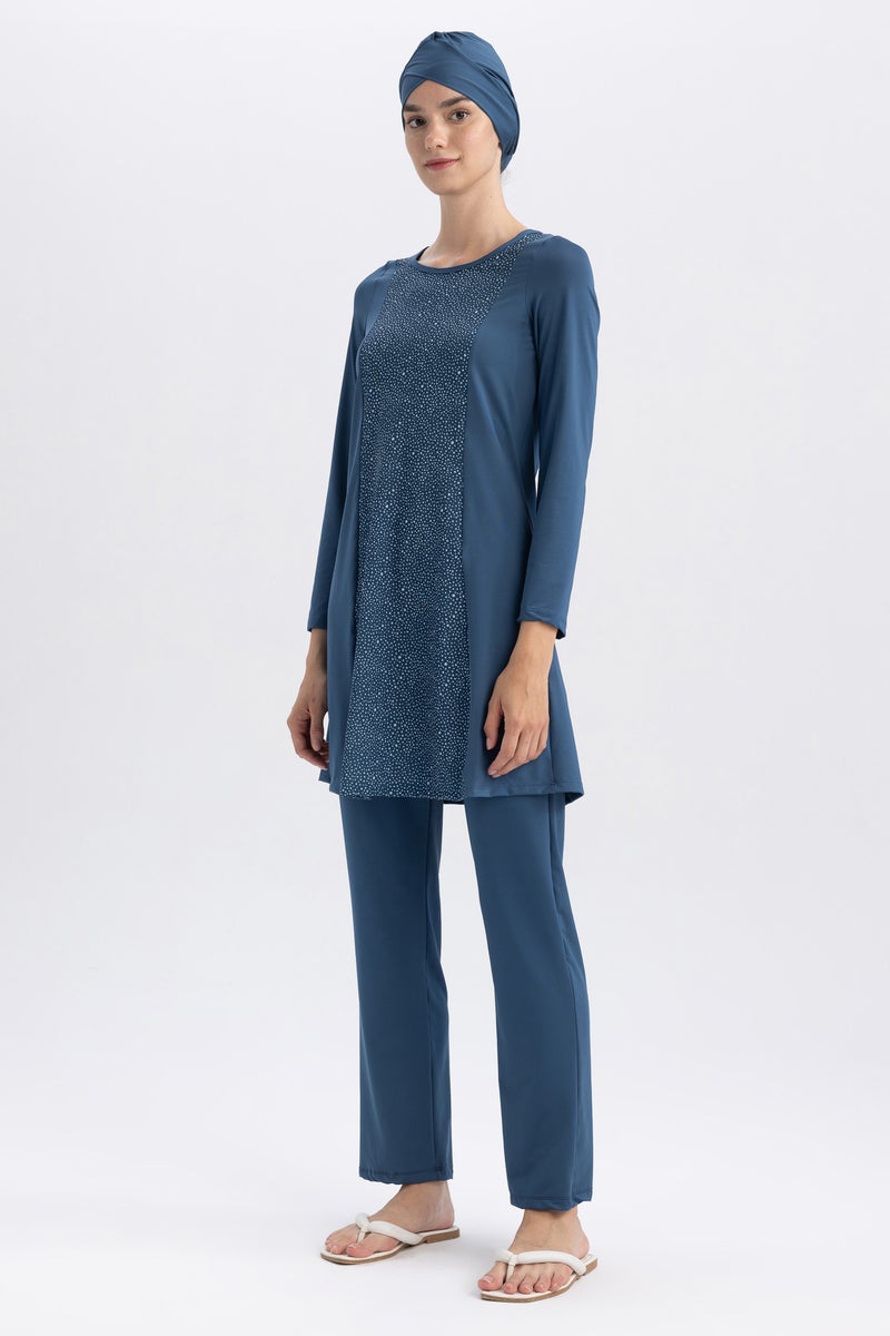 DeFacto Blue Woman Regular Fit 3 piece Burkini Casual - Image 5