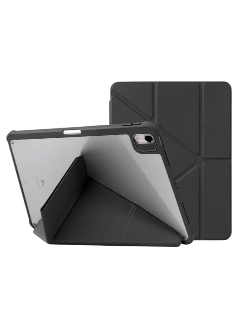 Case for for iPad Air 11 inch (2024\2025) M2 air 4\5 with Pencil Holder, 5-in-1 Multiple Viewing Angles, Soft Clear Back Cover, Auto Wake/Sleep, (black) - Image 1