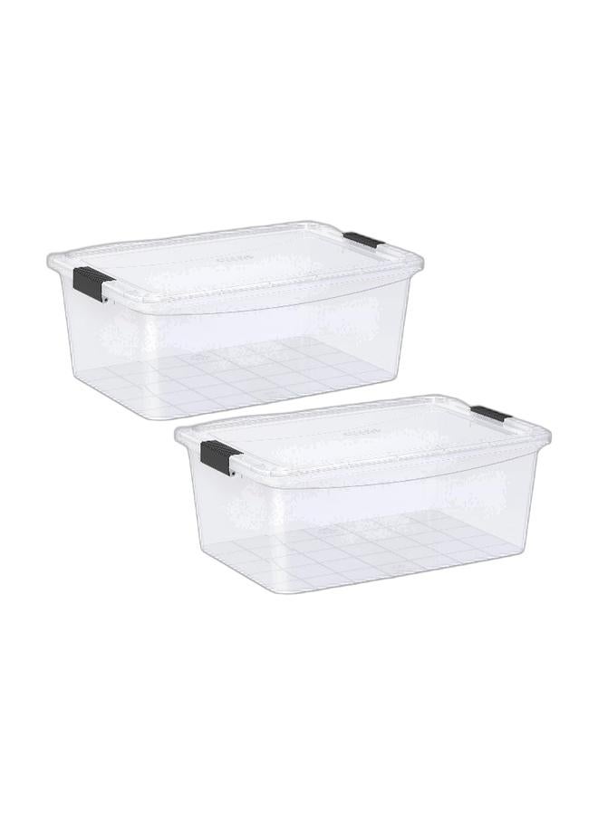 Cosmoplast صندوق تخزين بلاستيكي شفاف سعة 20 لتر مع غطاء قابل للقفل (عبوة من 2) - Image 1