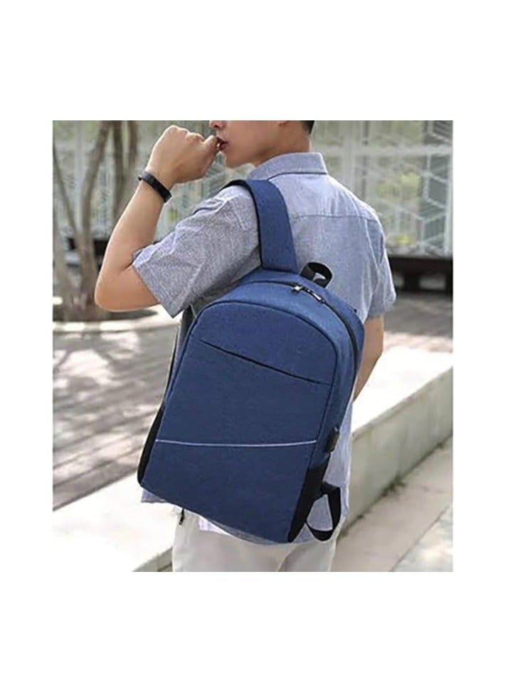 شنطة لاب توب  لحجم 17 بوصة شنطة للظهرواليد والكتف والسفرمقاومة للماء مناسبة للرجال والنساء والطلاب والبنات والأولاد والمدرسة والرحلات والتنزه 3 قطع لون كحلي - Image 2