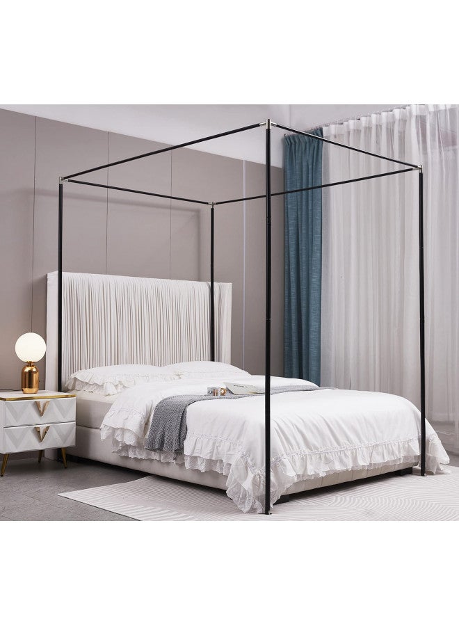 Mengersi Mengersi Canopy Bed Frame Queen Size,Bed Canopy Frame Post Bed Poles,Canopy Bed Curtains Frame Bracket Fit for Metal Bed Wood Bed Bedroom Decor,Black  - Image 1