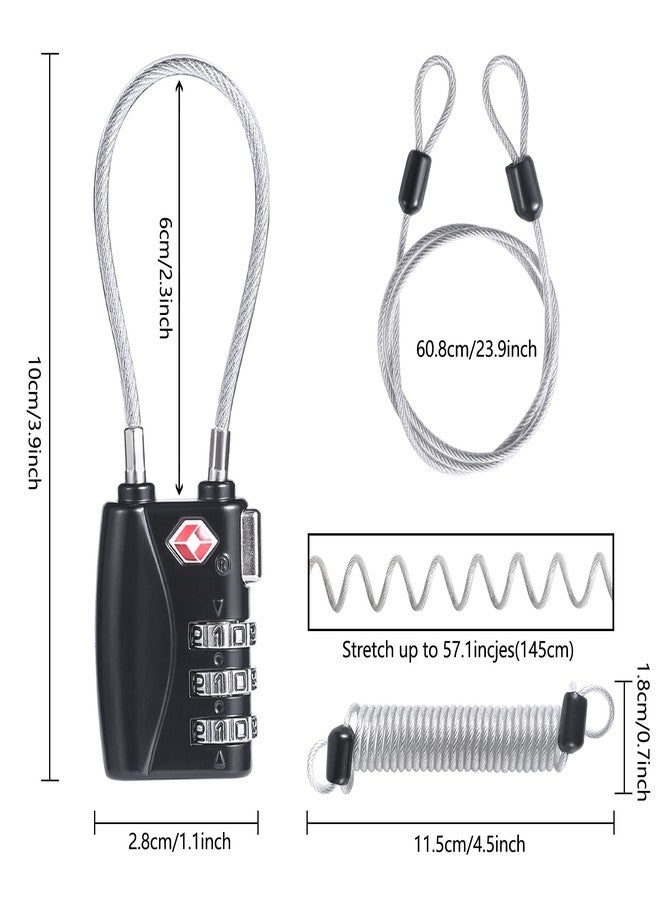 YSSHUI TSA Luggage Locks, Digit Combination Padlockss and Steel Cable Combination Travel Security Lock, Coded Lock for Suitcases,Travel Bag, Suit Case, Gym, Bike Locks (TSA Luggage Locks -4) - Image 2