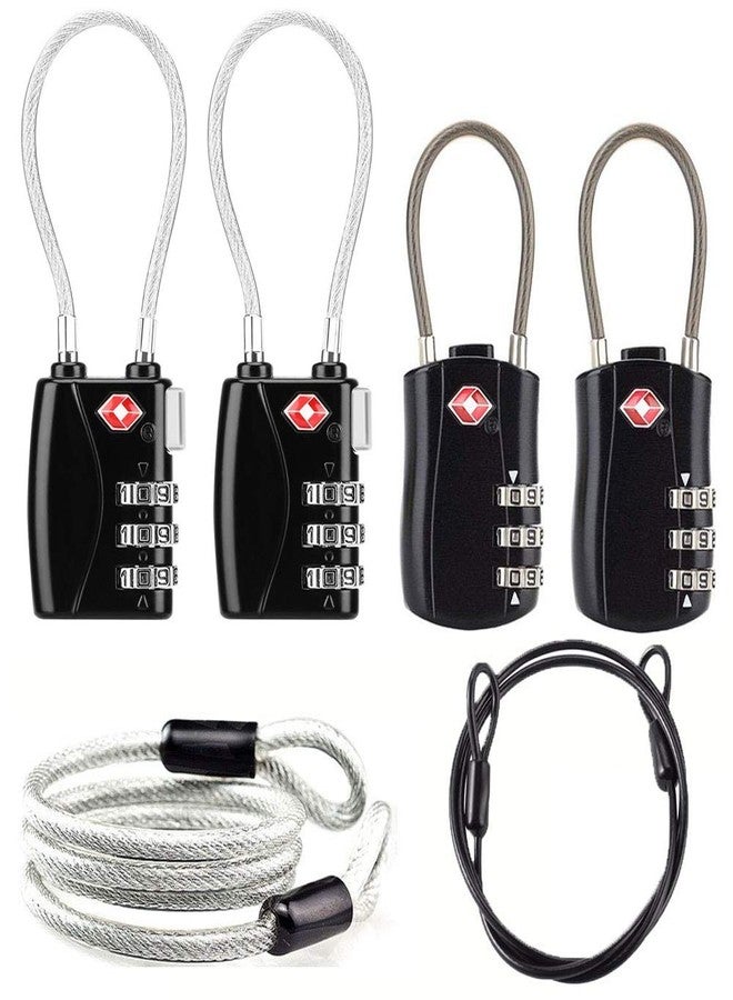 YSSHUI TSA Luggage Locks, Digit Combination Padlockss and Steel Cable Combination Travel Security Lock, Coded Lock for Suitcases,Travel Bag, Suit Case, Gym, Bike Locks (TSA Luggage Locks -4) - Image 1